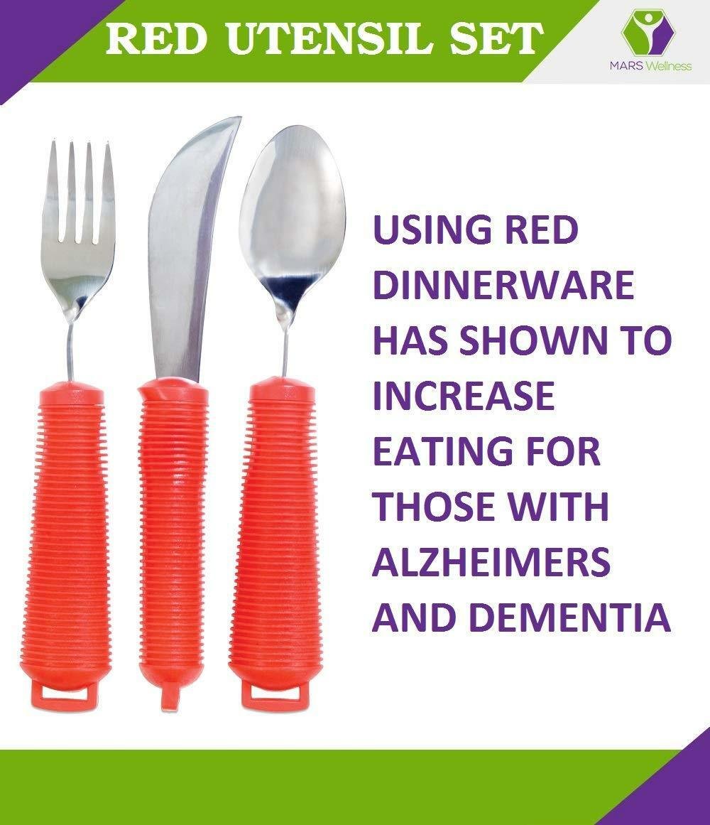 Special Supplies Adaptive Utensils (5-Piece Kitchen Set) Wide, Non-Weighted, Non-Slip Handles for Hand Tremors, Arthritis, Parkinsons or Elderly Use