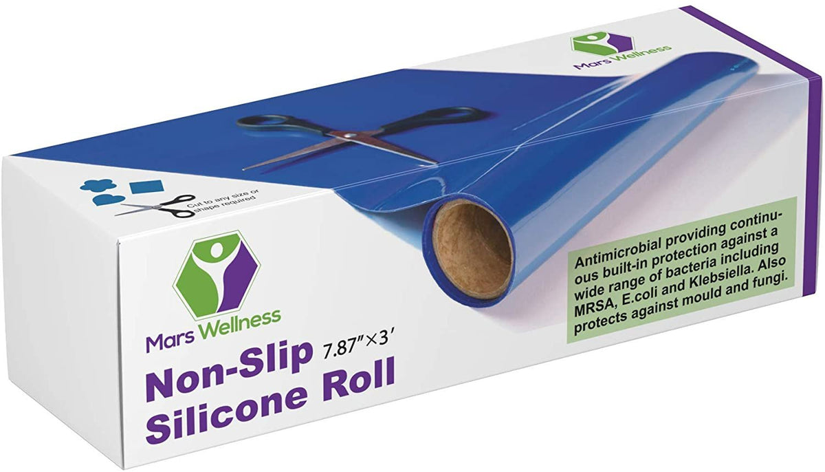 Mars Wellness Non Slip Silicone Grip Material Roll - Anti Slip Large Roll - 7.87" X 3' Feet - Cut to Size - Eating Aids, Baking, Crafts, Table, Counter, Drawer or Any Surface - Blue - Mars Med Supply
