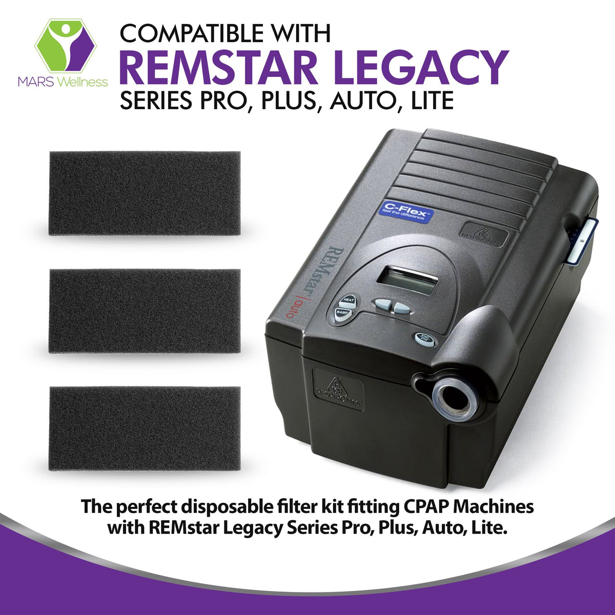 Mars Wellness CPAP Filter Kit - Compatible with REMstar Legacy Series Pro, Plus, Auto, Lite CPAP Machines - Made in The USA